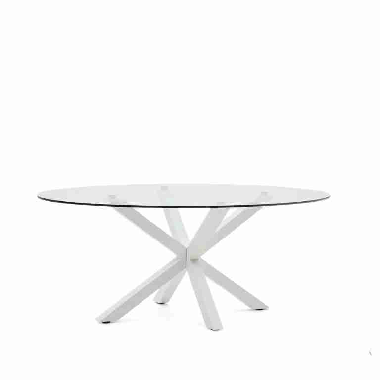 Kave Home Ovale Eettafel Argo Glas, 200 x 100cm - Wit - Ovaal