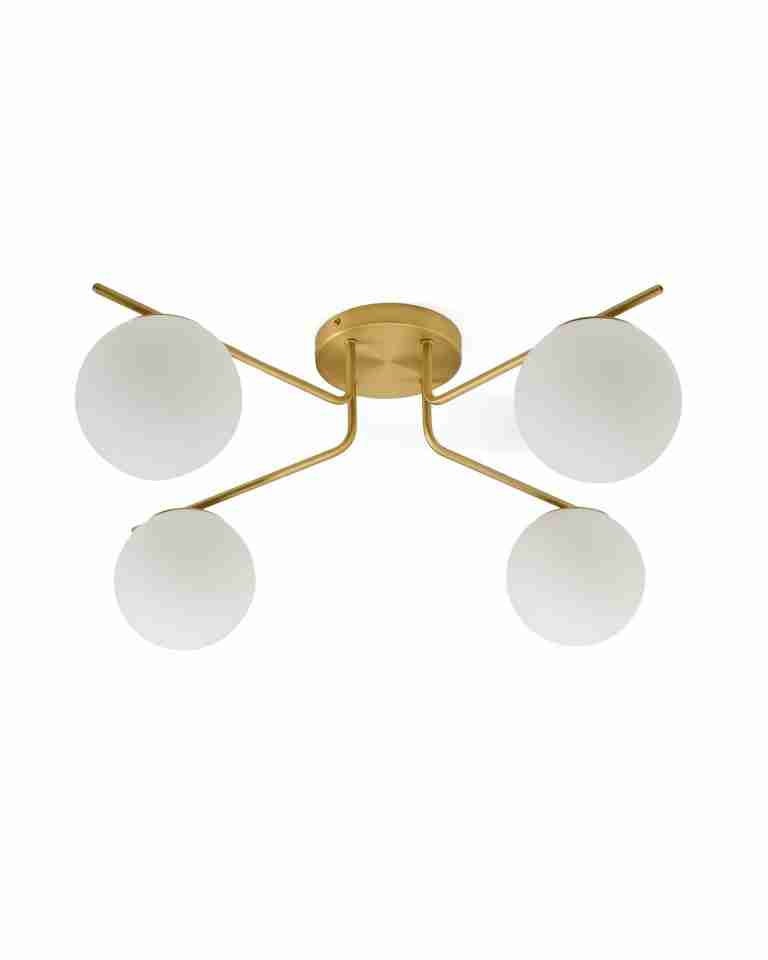 Kave Home Plafondlamp Brisia Glas en messing, 4-lamps - Wit