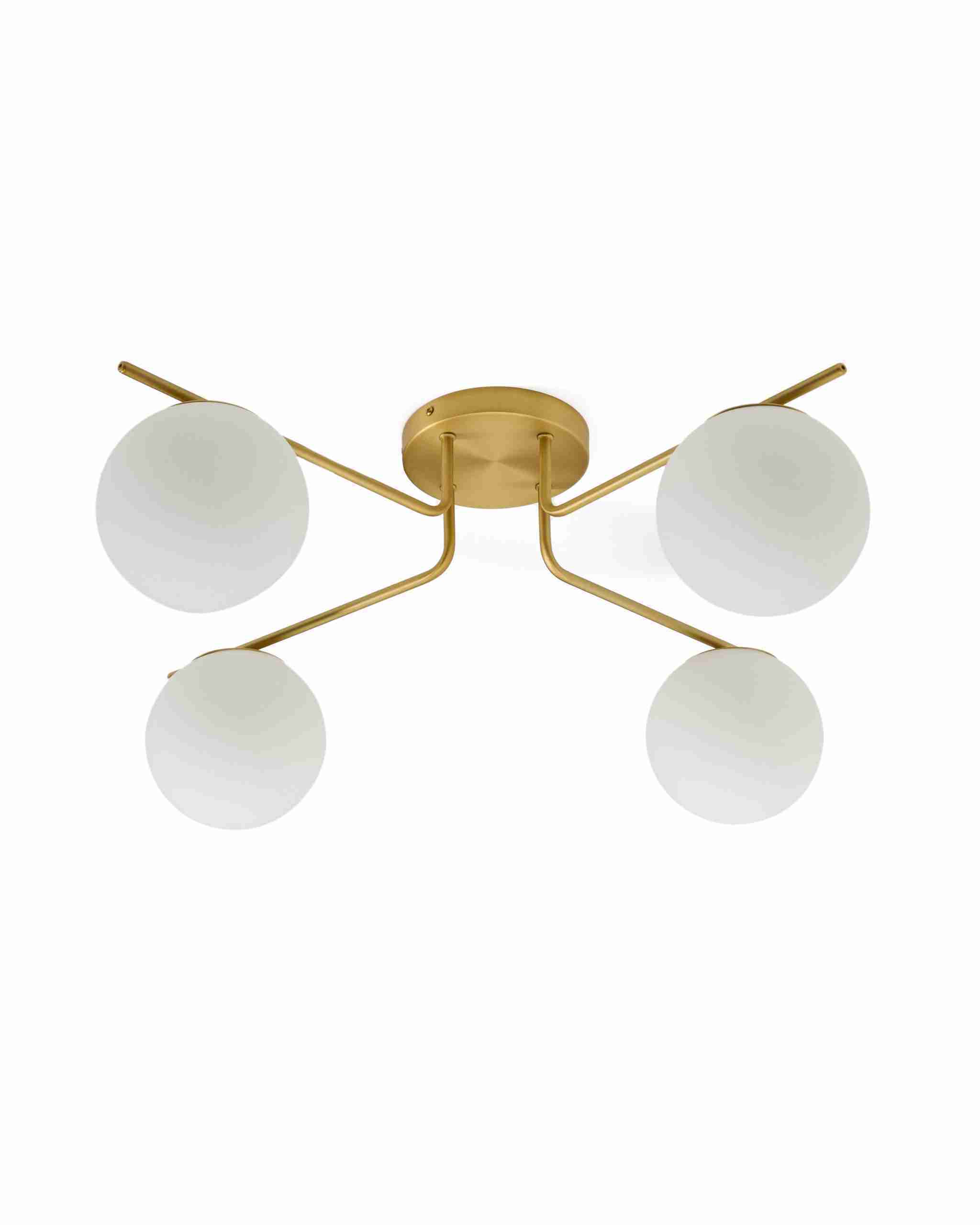 Kave Home Plafondlamp Brisia Glas en messing, 4-lamps - Wit
