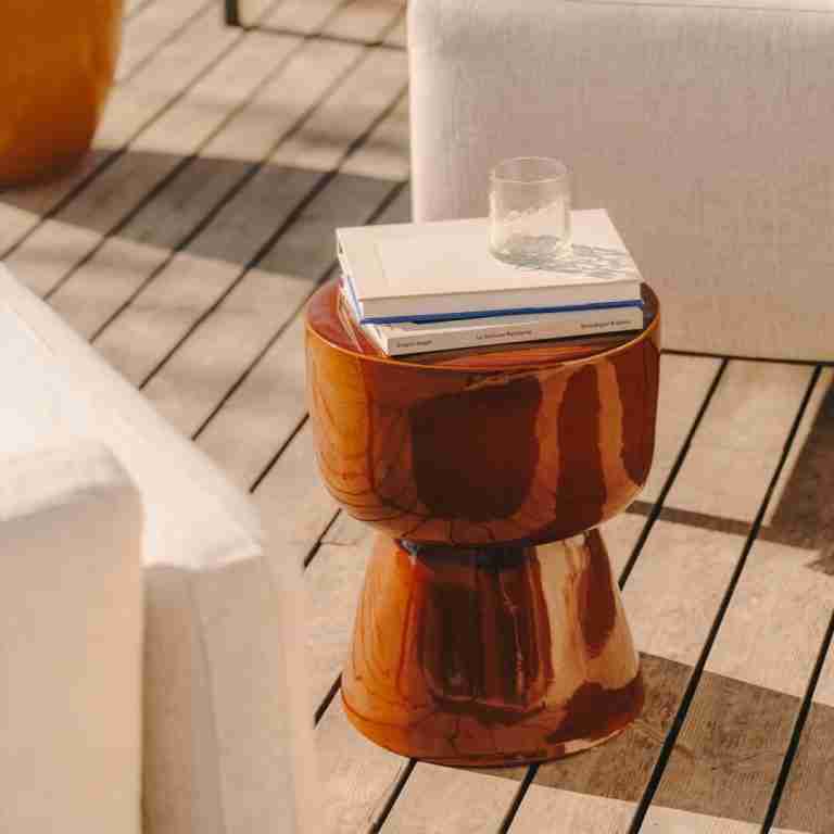 Kave Home Ronde Bijzettafel Mesquida Keramiek, 36cm - Terracotta