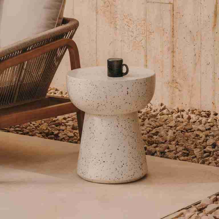Kave Home Ronde Bijzettafel Pada Terrazzo, 40cm - Wit