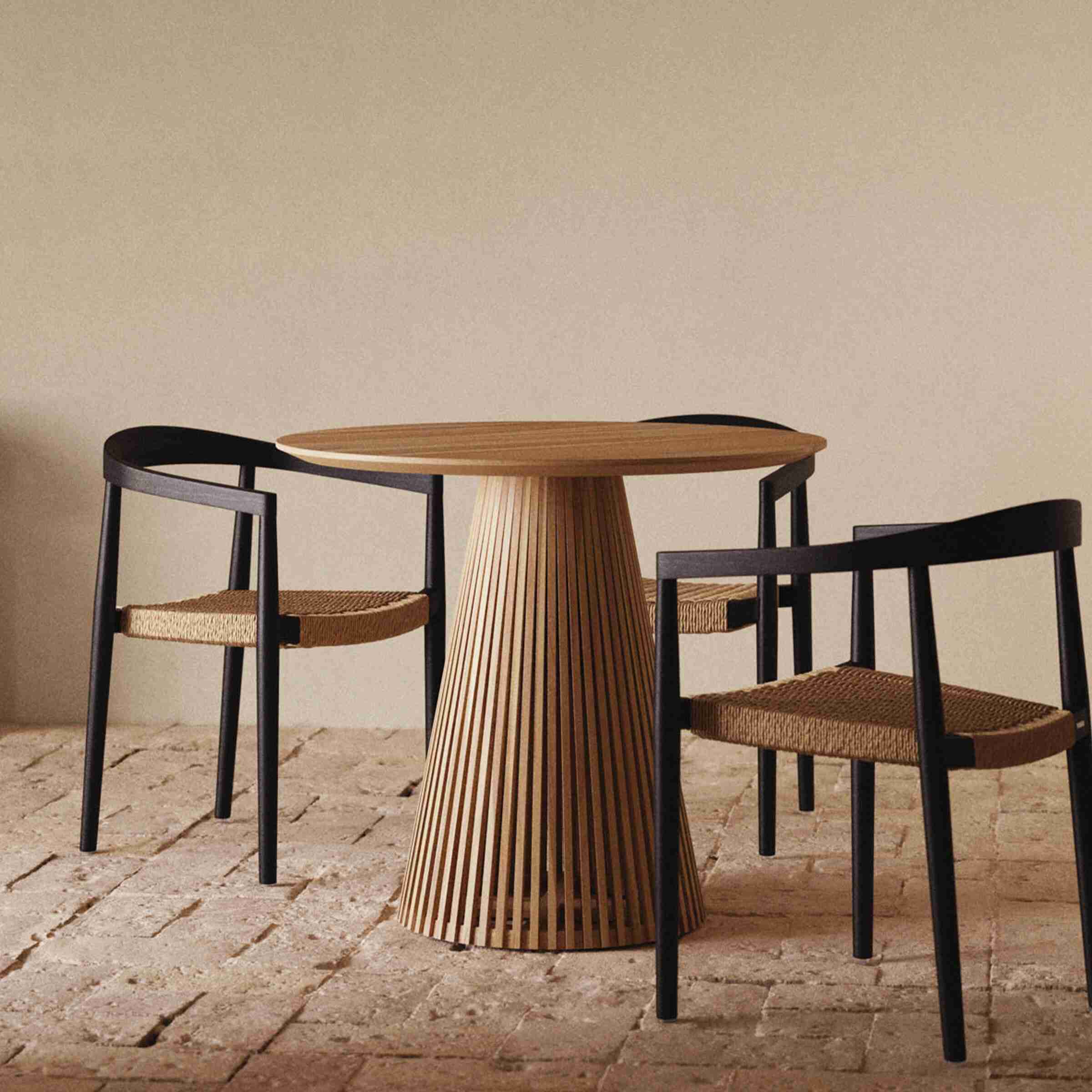 Kave Home Ronde Bistrotafel Jeanette Teakhout, 90cm - Naturel