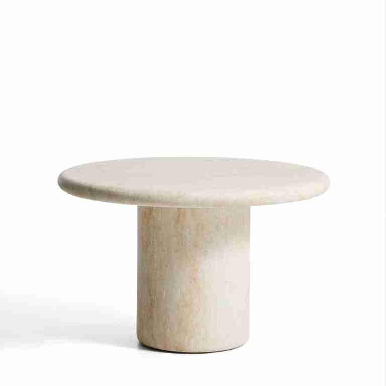 Kave Home Ronde Eettafel Drasi Travertinlook, 122cm - Beige