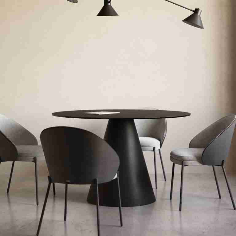 Kave Home Ronde Eettafel Wilshire Glas en metaal, 120cm - Zwart