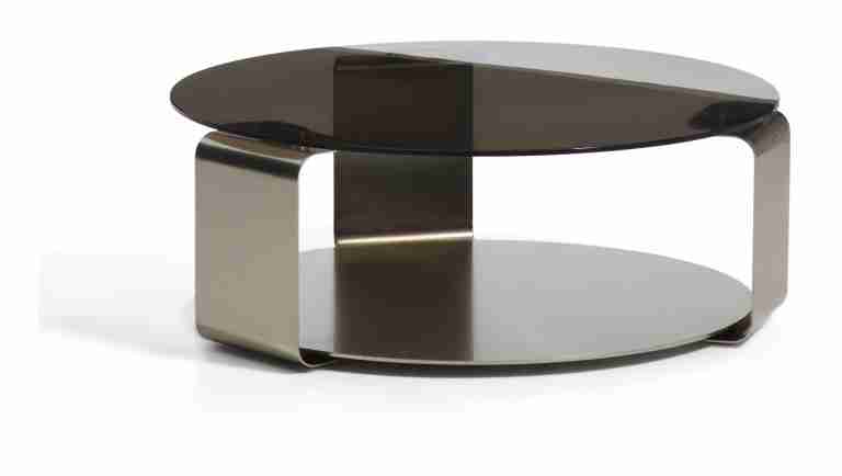 Kave Home Ronde Salontafel Dolven Glas & Metaal, √ò80cm - Bruin