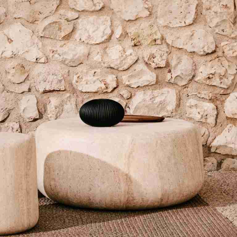 Kave Home Ronde Salontafel Drasi Travertinlook, 90cm - Beige