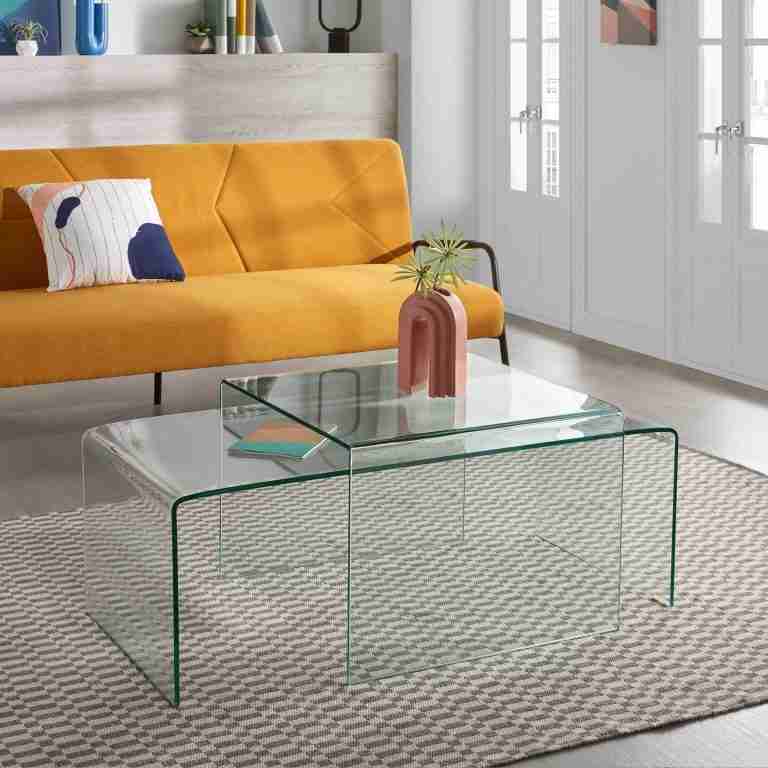 Kave Home Salontafel Burano Set van 2 stuks Glas - Transparant