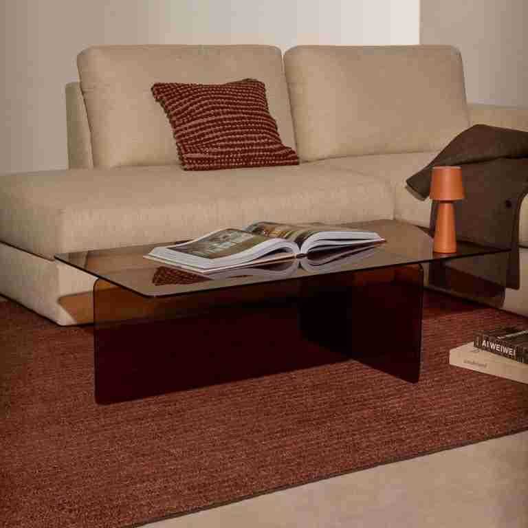 Kave Home Salontafel Zaren Bruin glas, 120 x 60cm