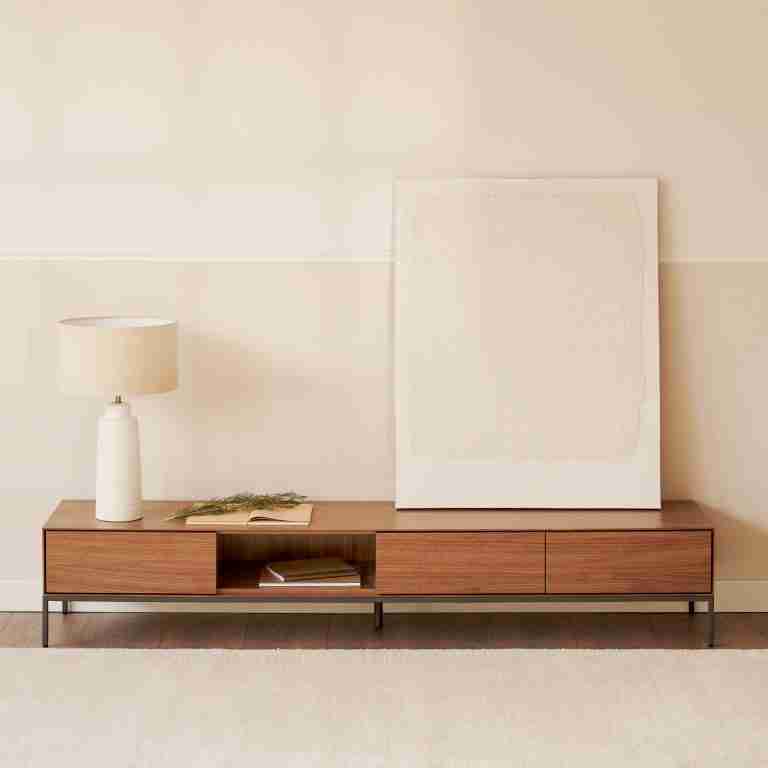 Kave Home TV-meubel Vedrana Laag, Walnoot, 195cm - Bruin - Japandi