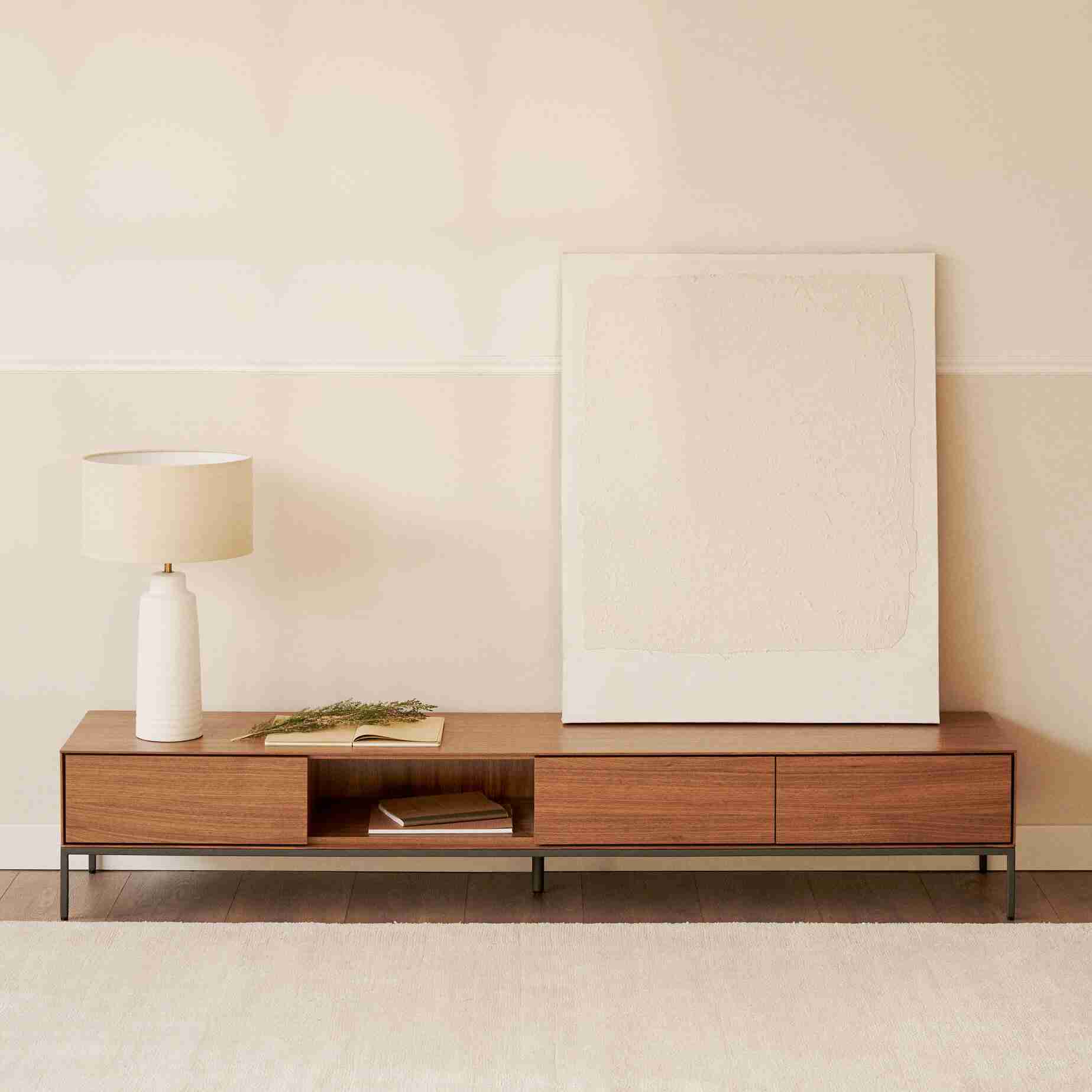 Kave Home TV-meubel Vedrana Laag, Walnoot, 195cm - Bruin - Japandi