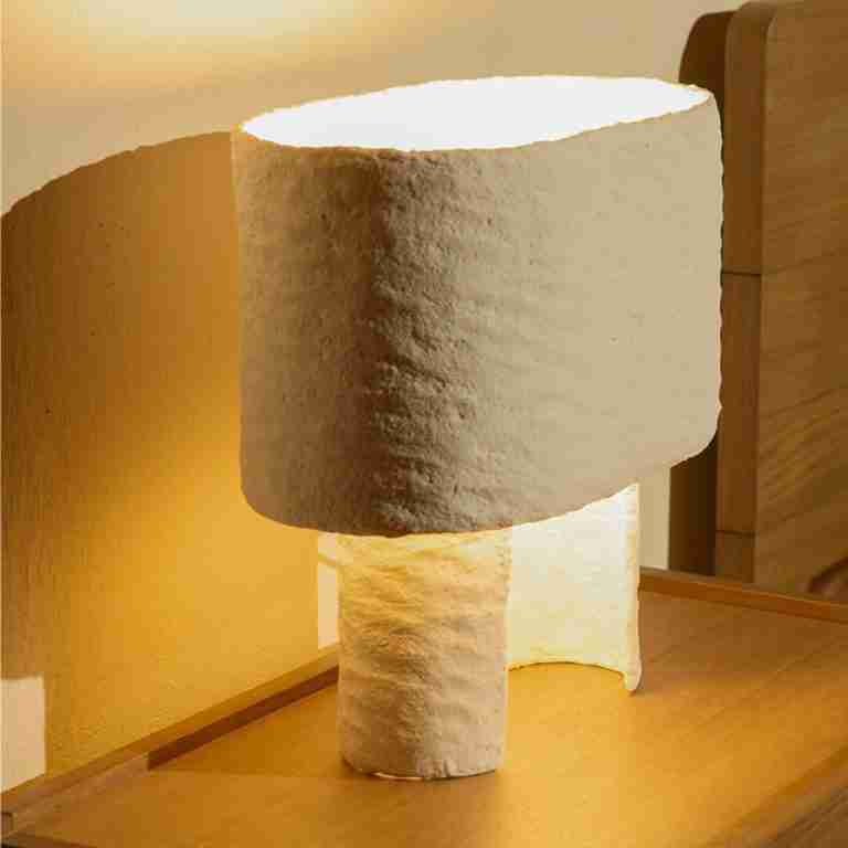 Kave Home Tafellamp Bedala Papier-maché, 38cm - Wit