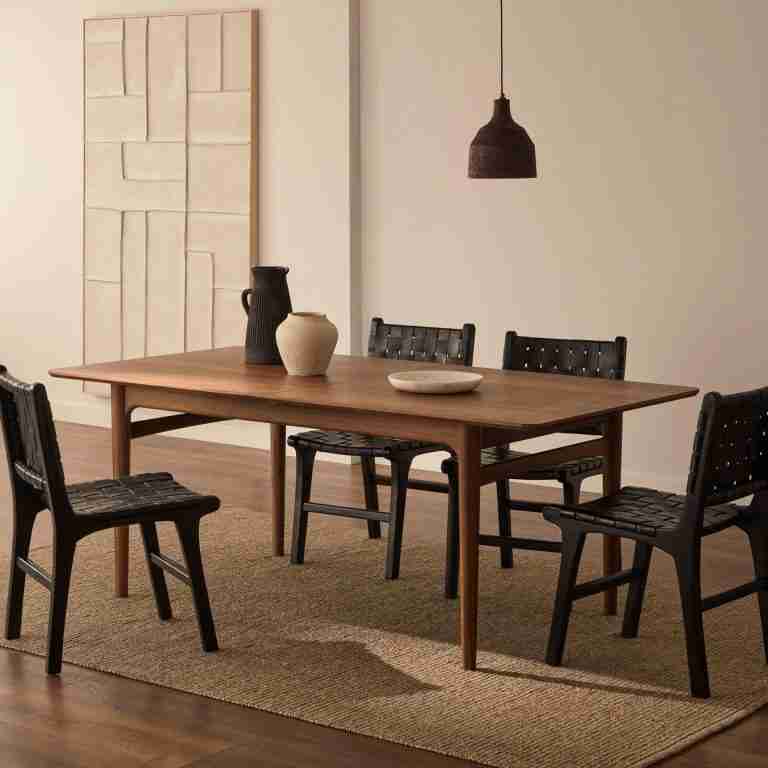 Kave Home Uitschuifbare Eettafel Elan Notenhout, 200-260 x 100cm - Bruin