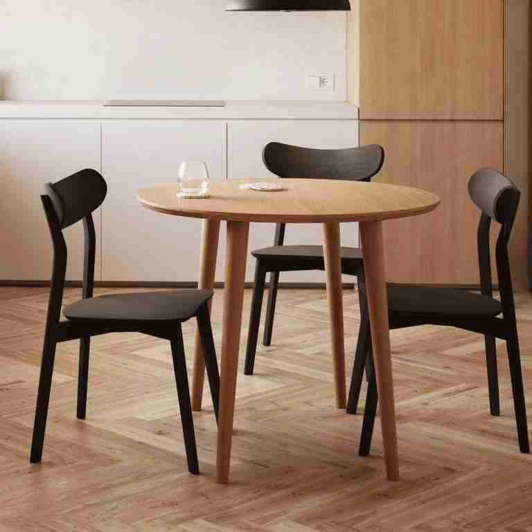 Kave Home Uitschuifbare Ronde Bistrotafel/Eettafel Oqui Eikenhout, 90-170 x 90cm - Bruin