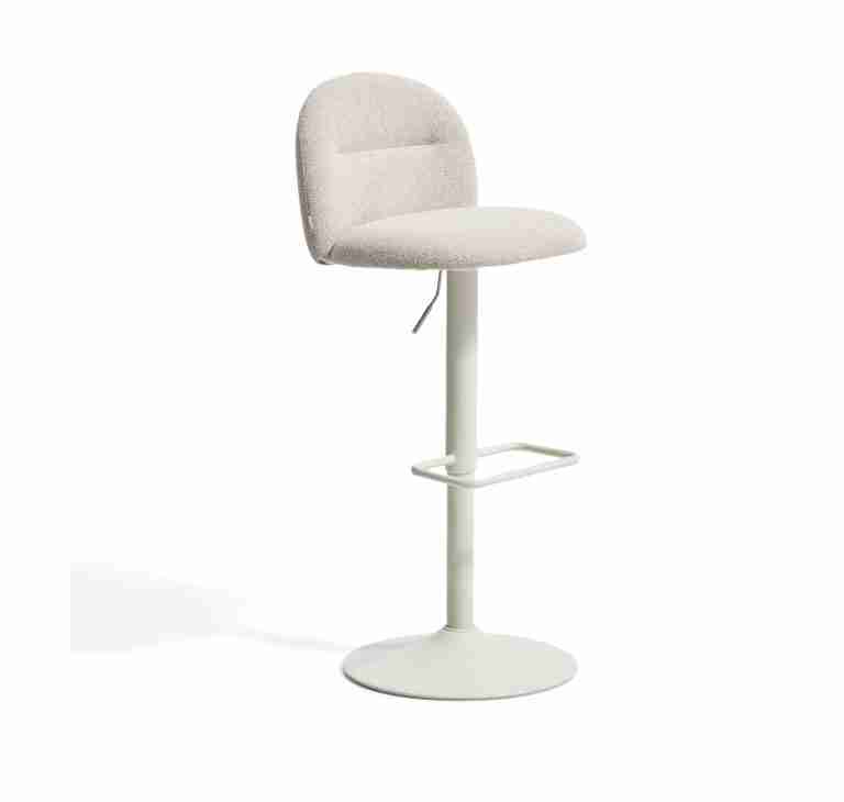Kave Home Verstelbare Barkruk Arino Chenille - Beige (zithoogte 64-86cm)