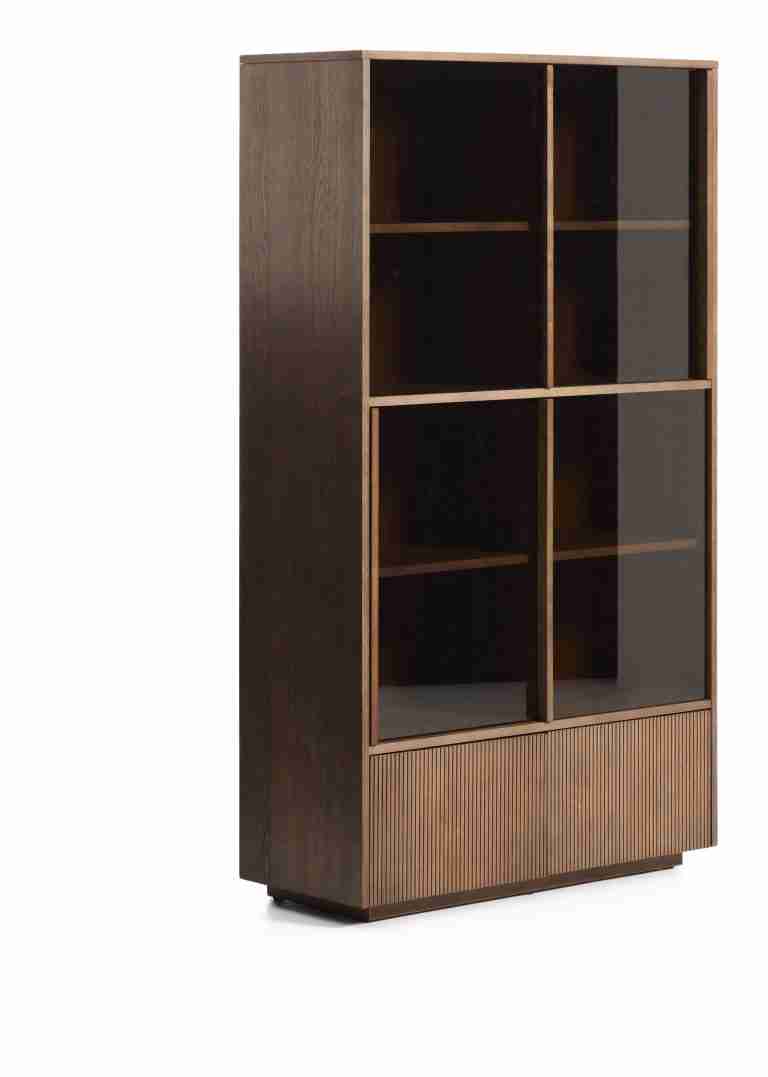 Kave Home Vitrinekast Helvine Essen en glas, 174 x 100cm - Bruin