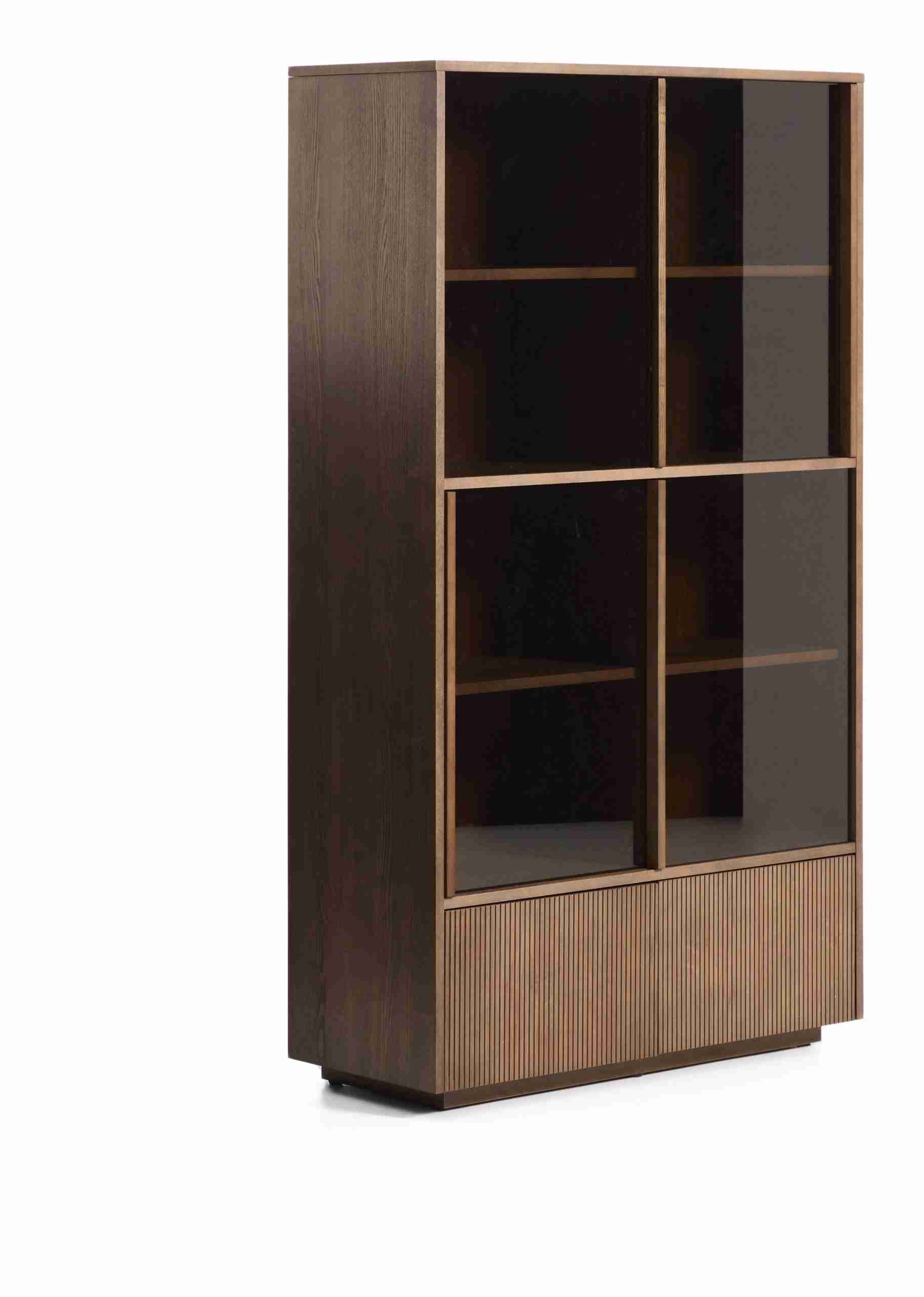 Kave Home Vitrinekast Helvine Essen en glas, 174 x 100cm - Bruin