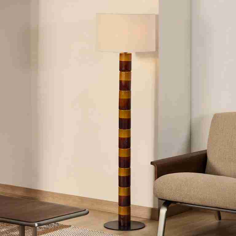 Kave Home Vloerlamp Mavran Keramiek en stof - Meerkleurig