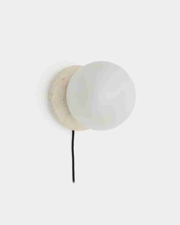 Kave Home Wandlamp Malachi Travertin en glas - Wit