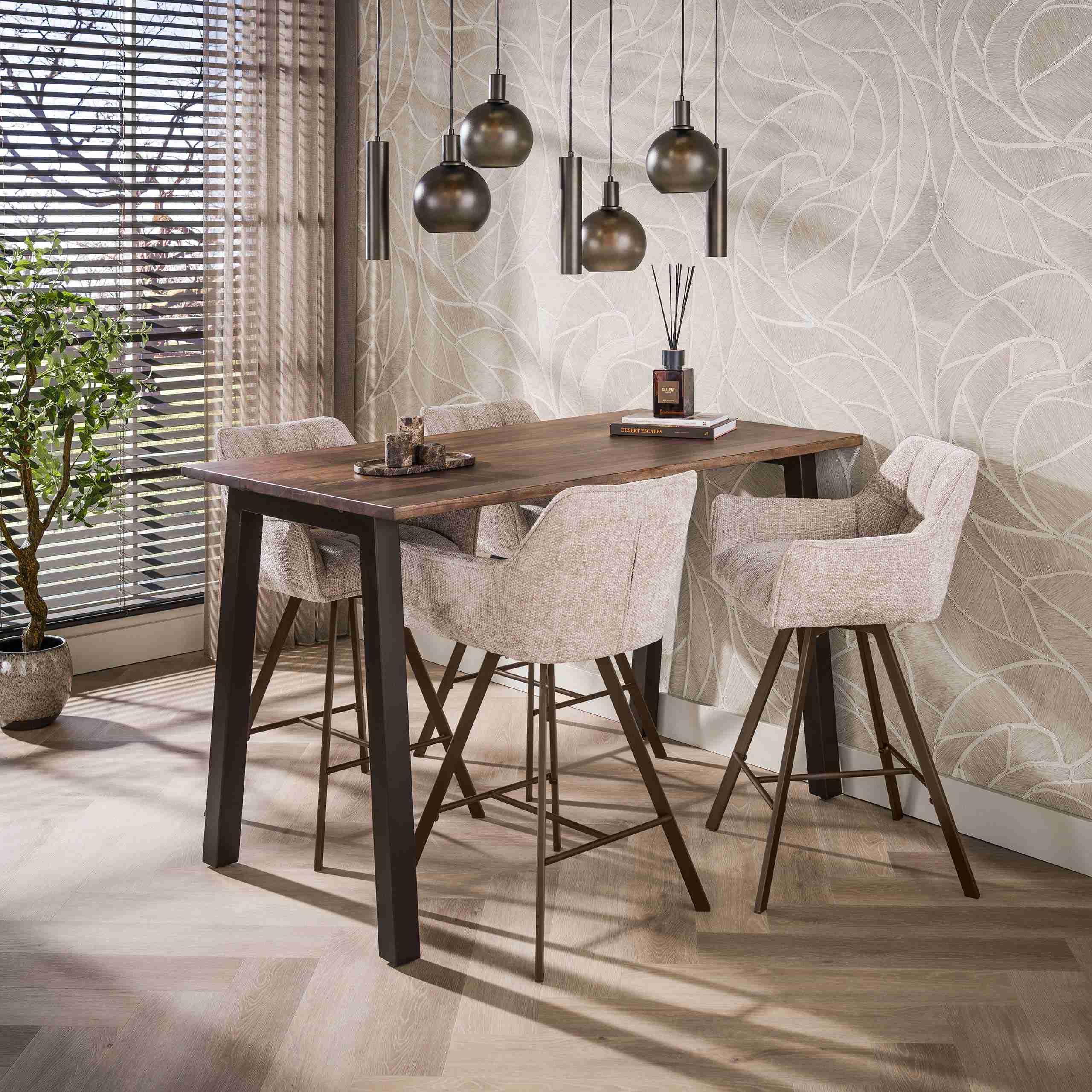 LifestyleFurn Bartafel Danecia Acaciahout, 147 x 80cm - Bruin