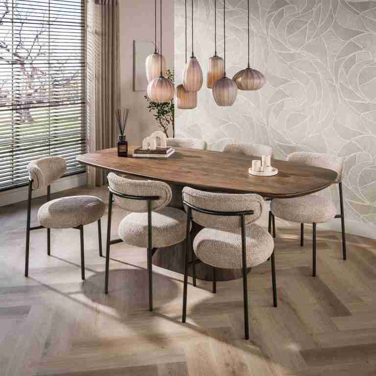 LifestyleFurn Deens Ovale Eettafel Marlise Acaciahout, 180 x 90cm - Bruin - Ovaal