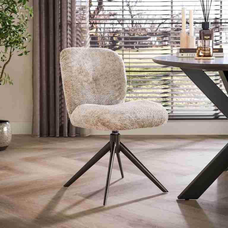 LifestyleFurn Draaibare Eetkamerstoel Lovie Alura stof - Zand/Bruin