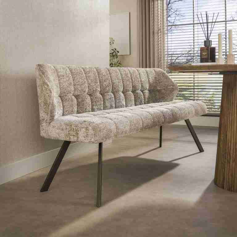 LifestyleFurn Eetkamerbank Thandie Alura stof - Zand/Bruin