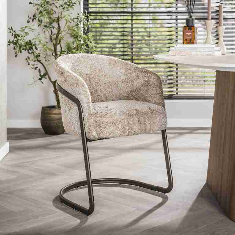 LifestyleFurn Eetkamerstoel Lannie Alura stof - Zand