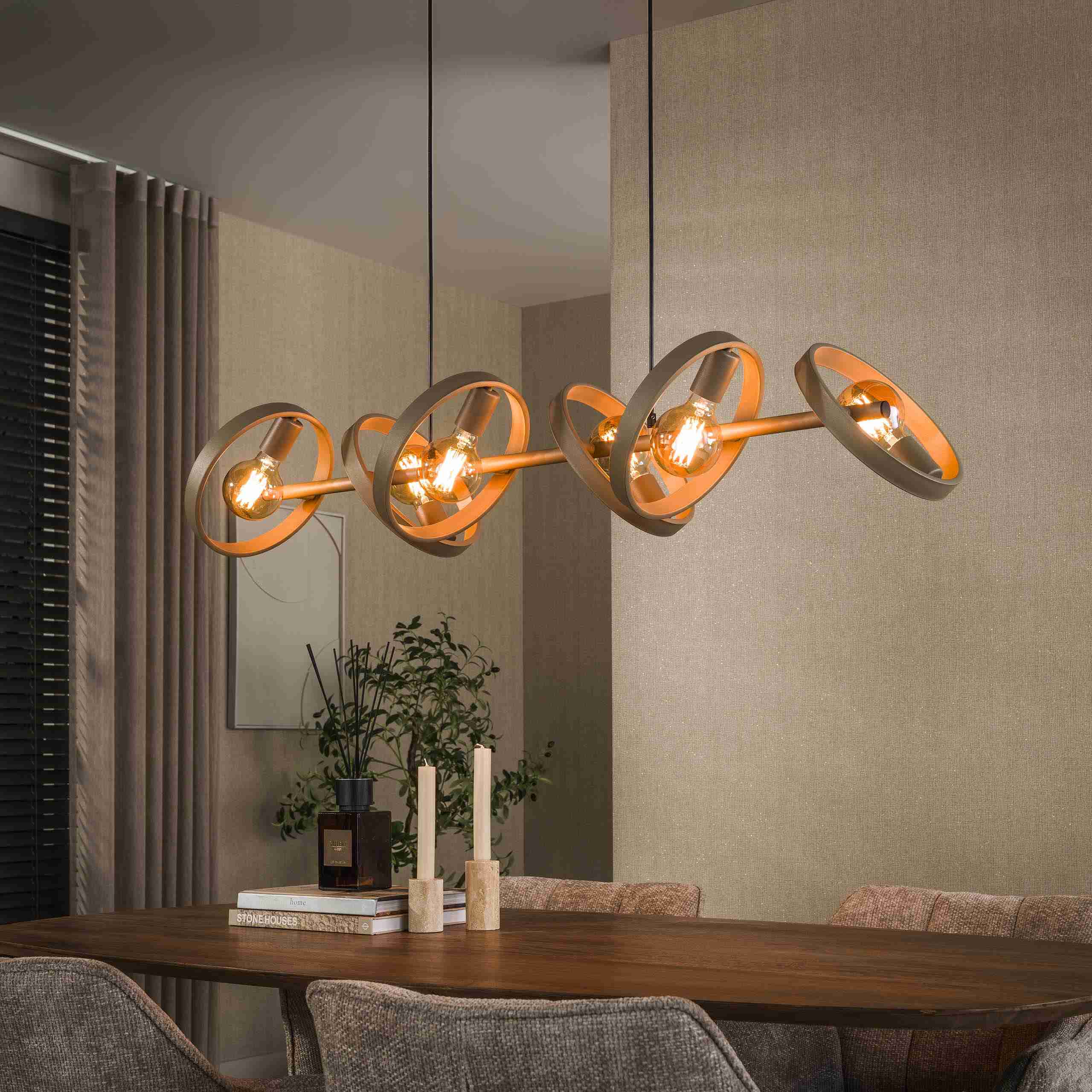 LifestyleFurn Hanglamp Homer 6-lamps - Beige