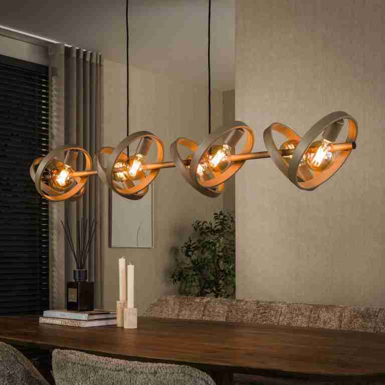 LifestyleFurn Hanglamp Homer 8-lamps - Beige