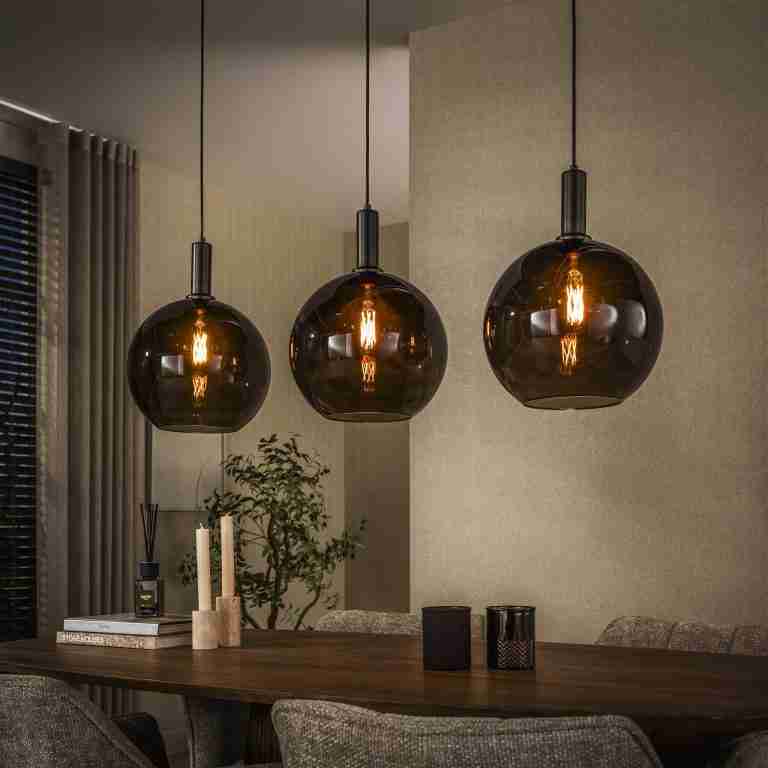 LifestyleFurn Hanglamp Janetta Glas, 3-lamps - Sienna Bruin