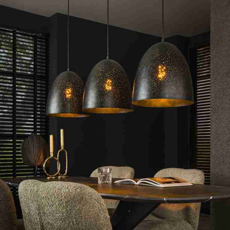 LifestyleFurn Hanglamp Marleigh Charcoal, 3-lamps