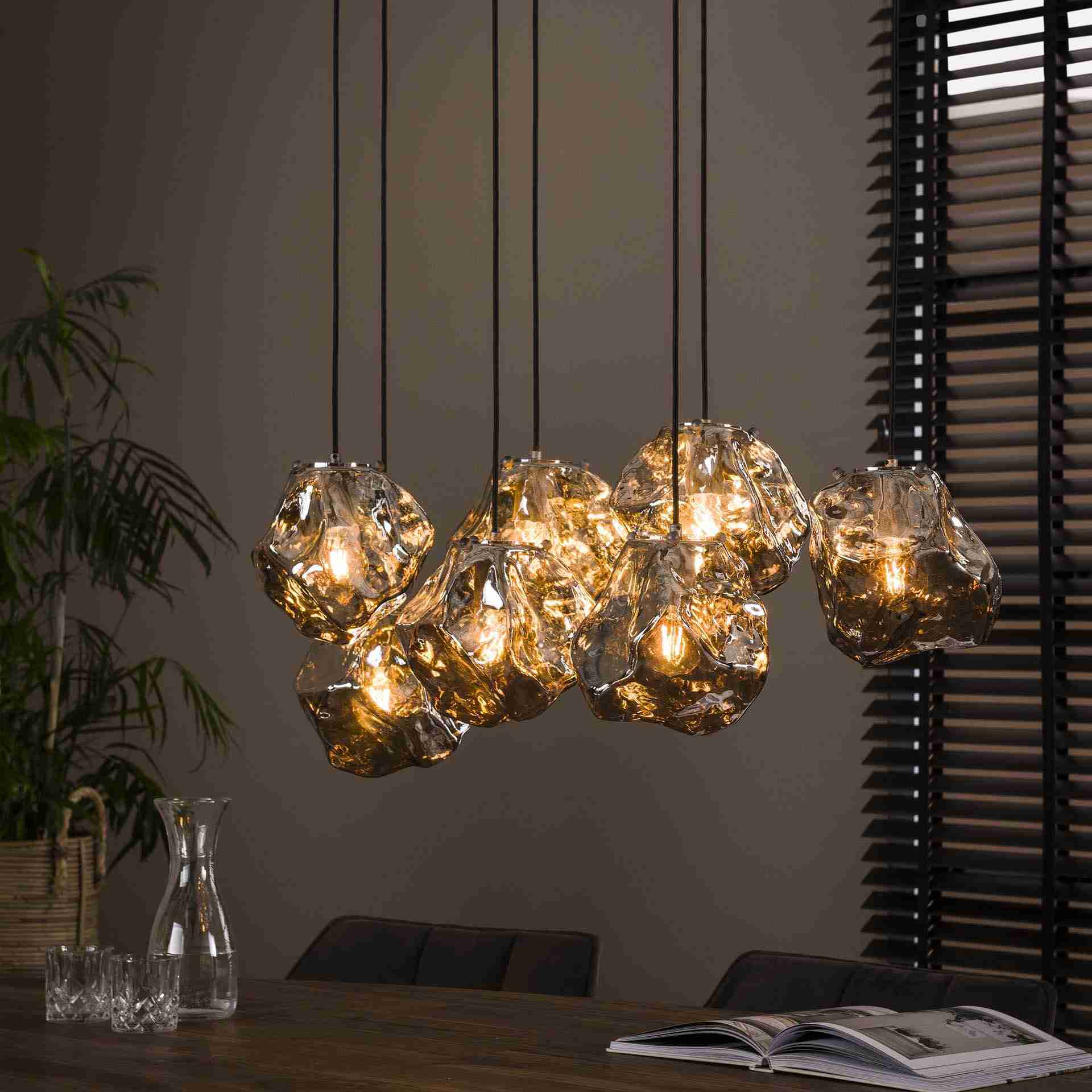 LifestyleFurn Hanglamp Rock 7-lamps - Chromed