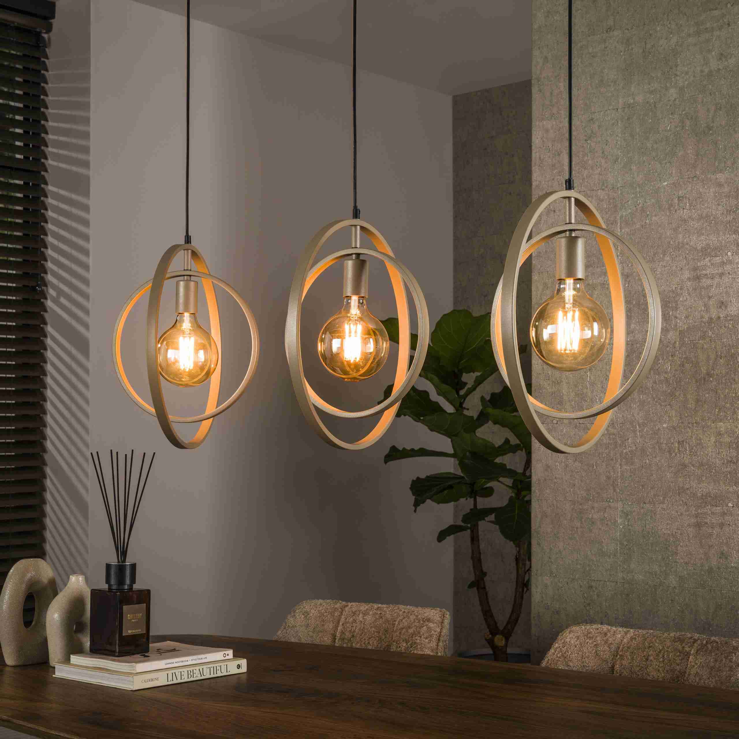 LifestyleFurn Hanglamp Tricia 3-lamps - Beige
