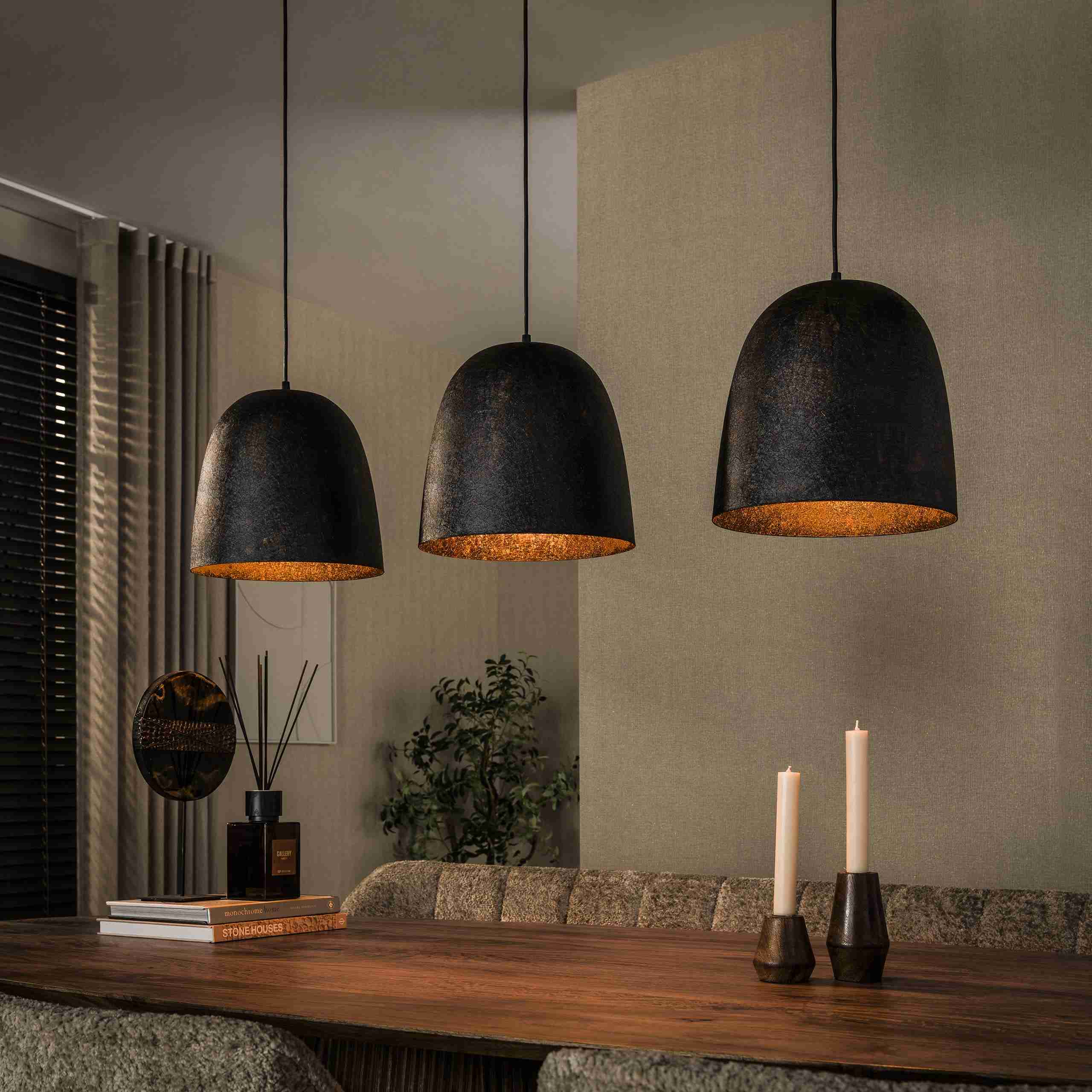 LifestyleFurn Hanglamp Watson 3-lamps - Smoked Brown