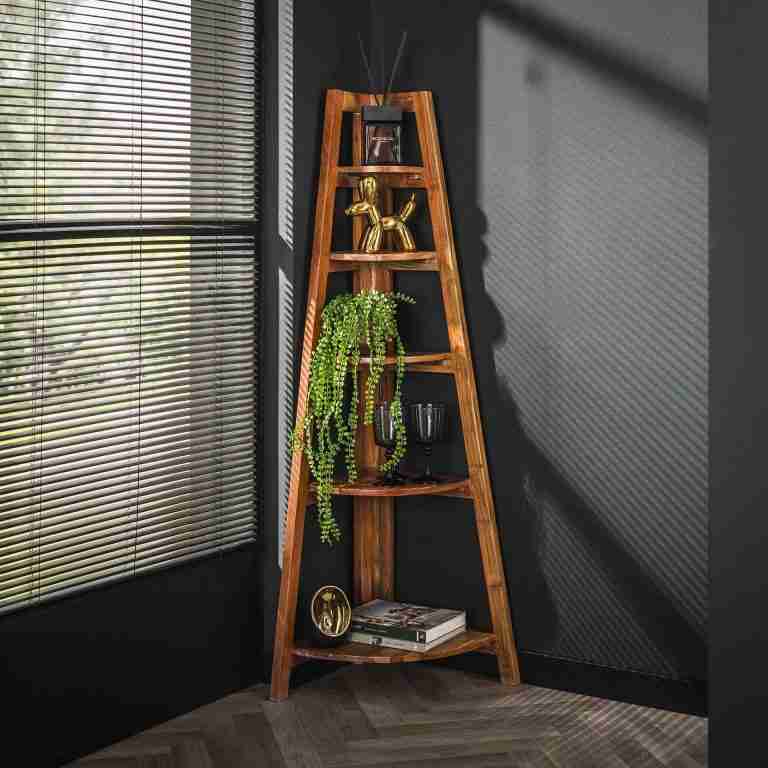 LifestyleFurn Hoek Wandrek Stevyn Mangohout, 148 x 64cm - Massief acacia zandkleur
