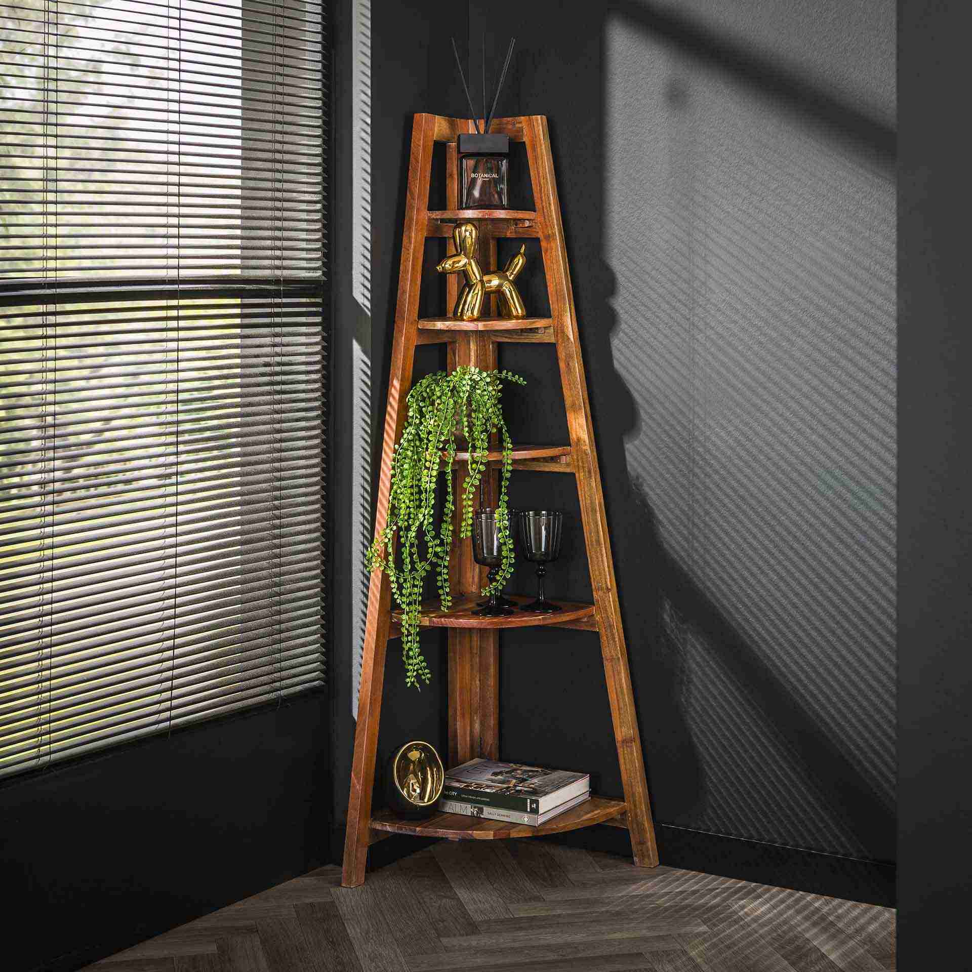 LifestyleFurn Hoek Wandrek Stevyn Mangohout, 148 x 64cm - Massief acacia zandkleur