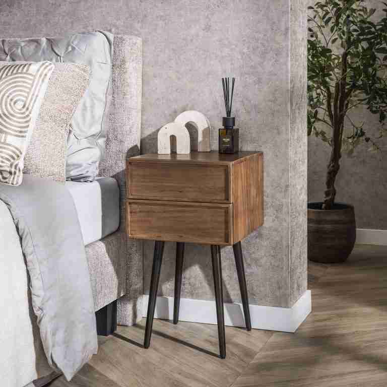 LifestyleFurn Nachtkastje Baila Acaciahout - Massief acacia bruin