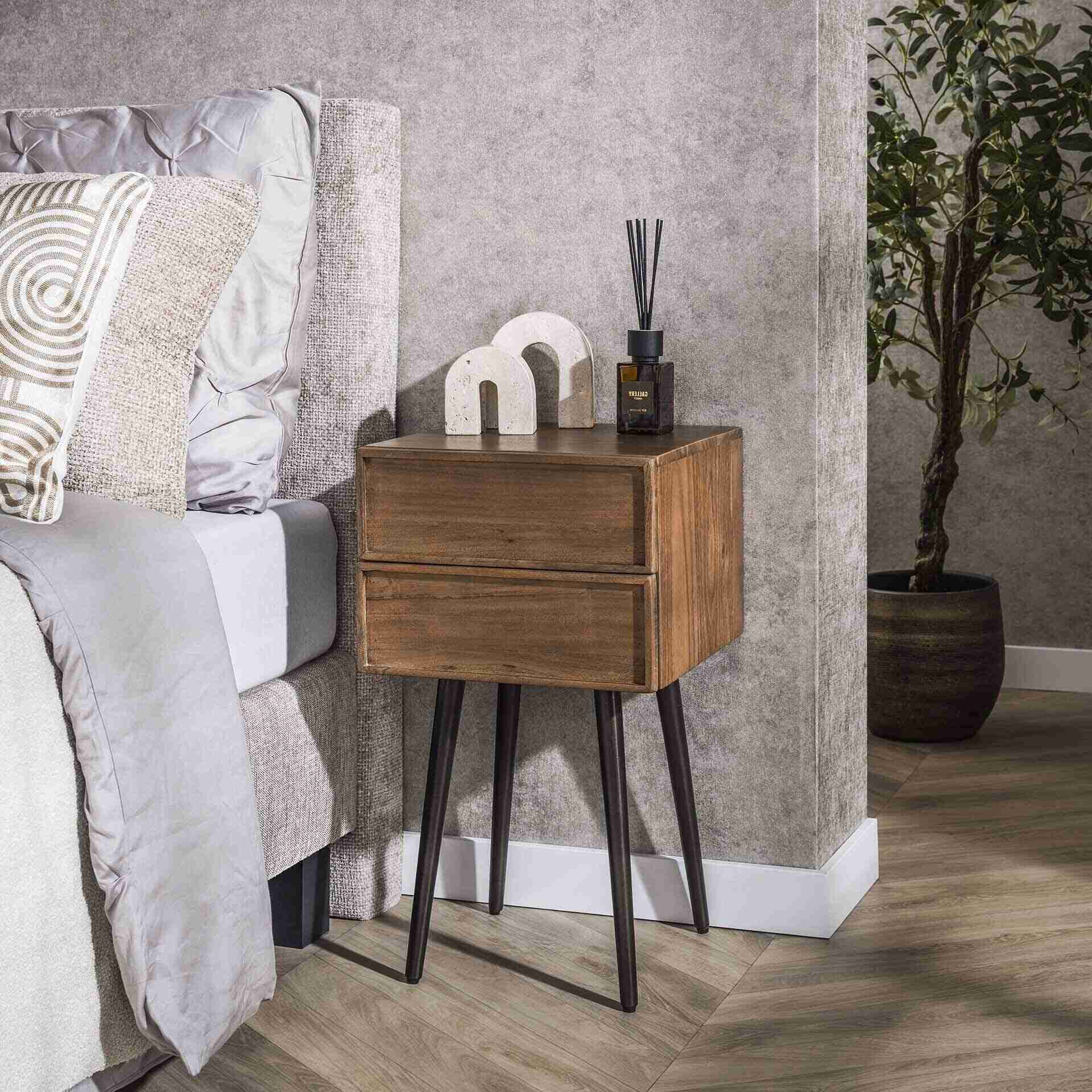 LifestyleFurn Nachtkastje Baila Acaciahout - Massief acacia bruin