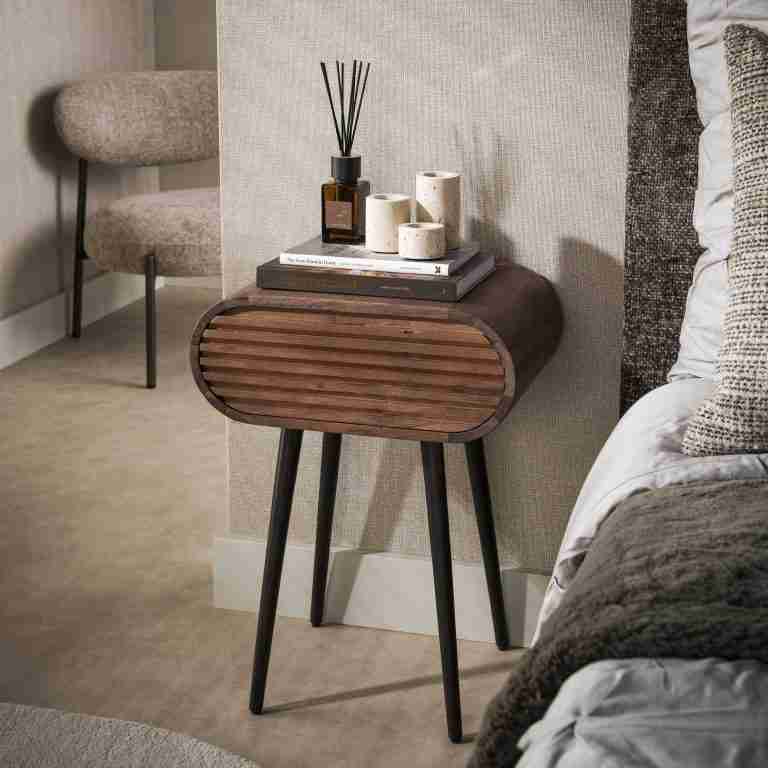 LifestyleFurn Nachtkastje Grady Acaciahout, Met 1 lade - Bruin
