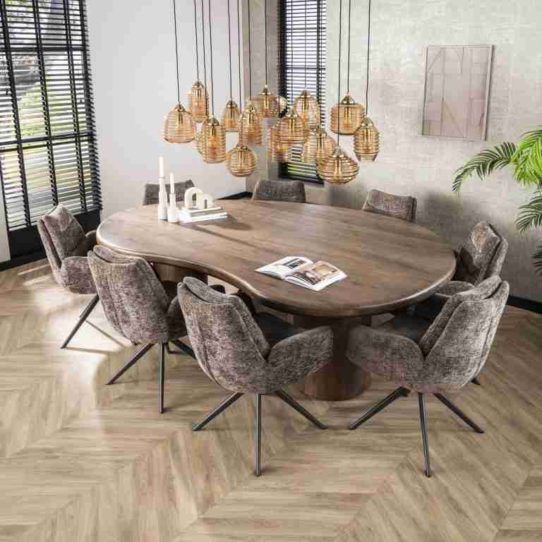 LifestyleFurn Organische Eettafel Cortina Acaciahout, 244 x 165cm - Massief acacia drift brown