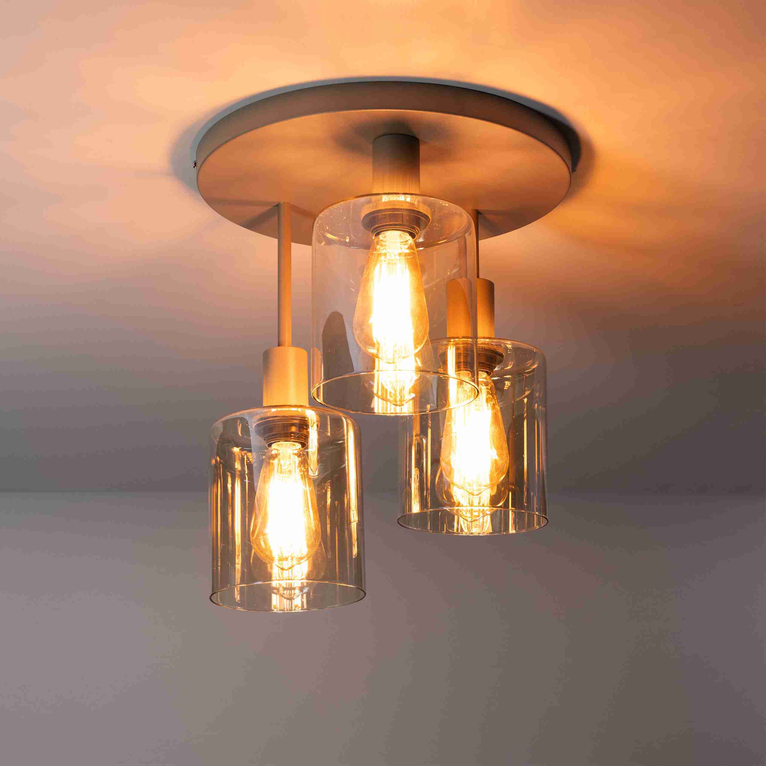 LifestyleFurn Plafondlamp Deatra 3-lamps - Amber/Beige