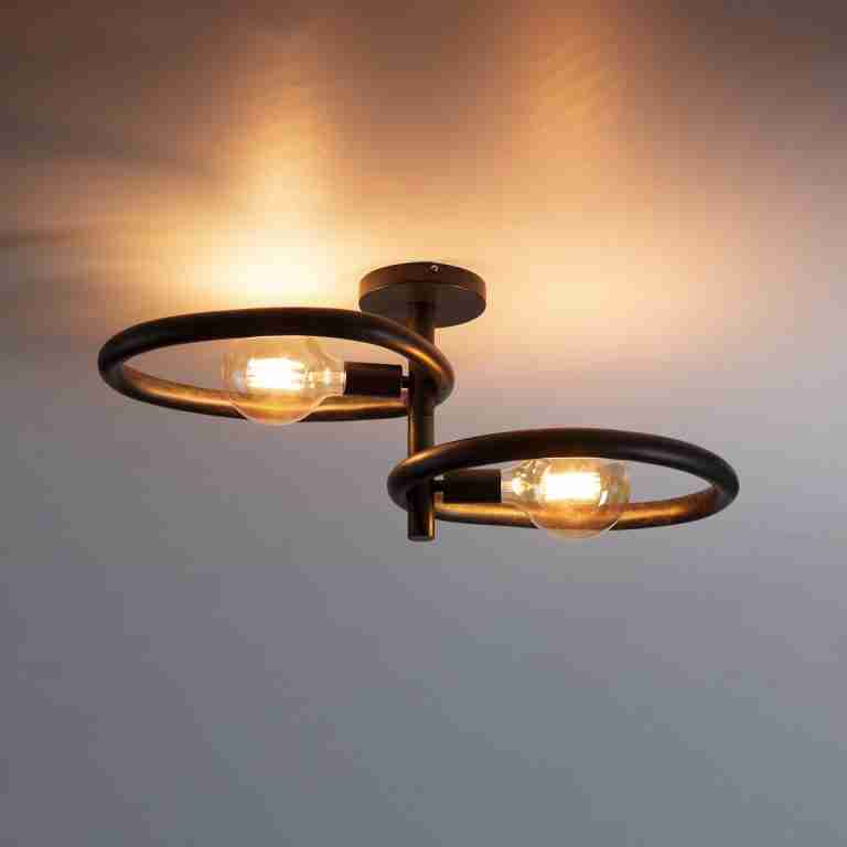 LifestyleFurn Plafondlamp Joelle Artic black finish, 2-lamps - Artic zwart