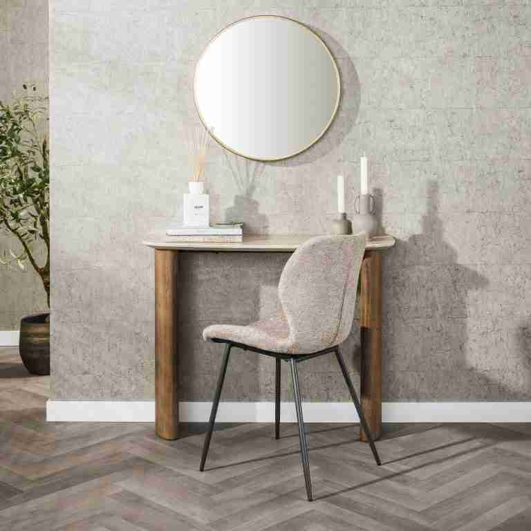 LifestyleFurn Sidetable Laycie Keramiek in Travertin-look, 100cm - Bruin