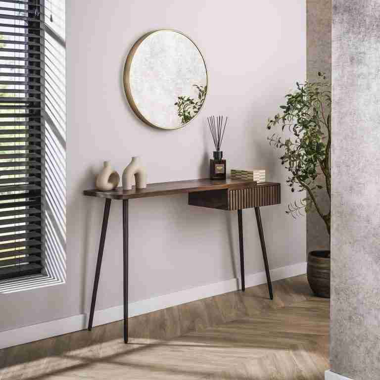 LifestyleFurn Sidetable/Kaptafel Alania Acaciahout, 120cm - Massief acacia bruin