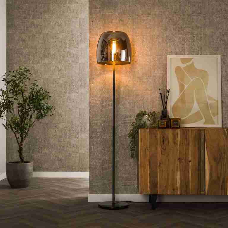 LifestyleFurn Vloerlamp Rift Smoke glas, 170cm - Smoke grey glas