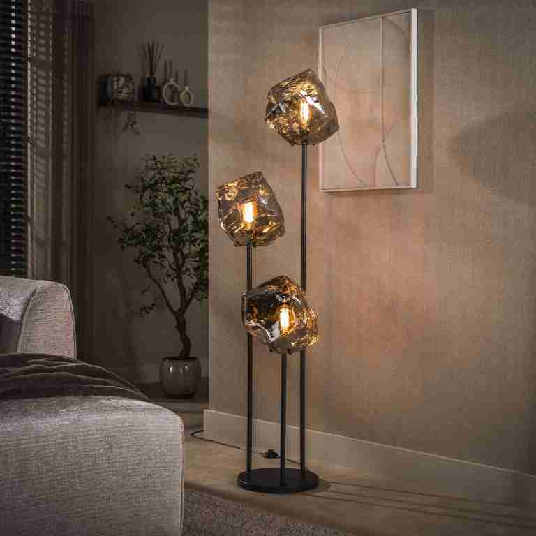 LifestyleFurn Vloerlamp Rock 3-lamps - Chromed
