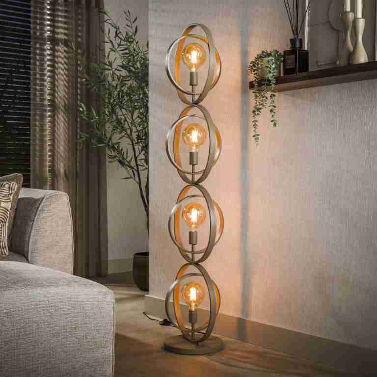 LifestyleFurn Vloerlamp Tricia 4-lamps - Beige