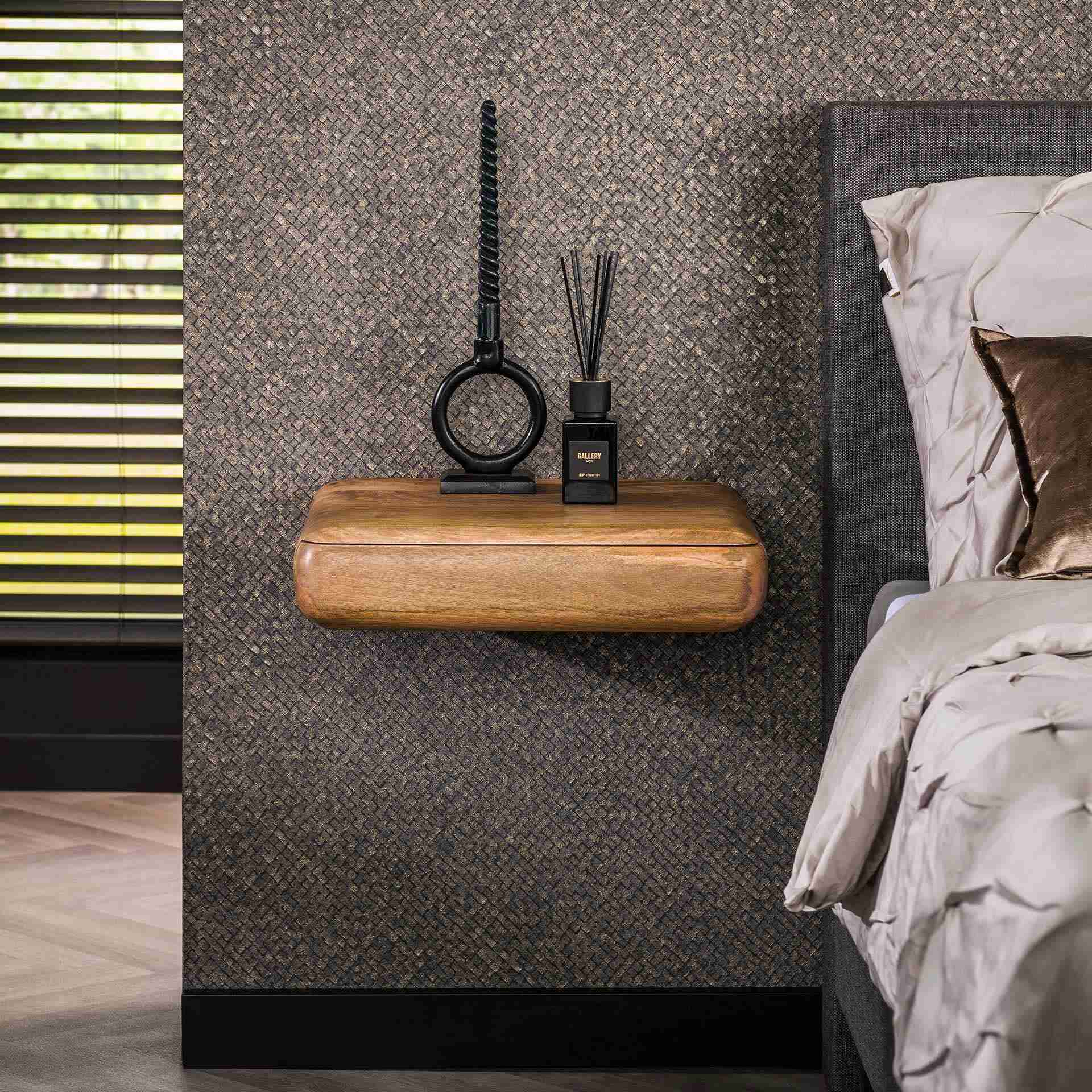LifestyleFurn Zwevend Nachtkastje Dyron Mangohout - Massief mango zandkleur