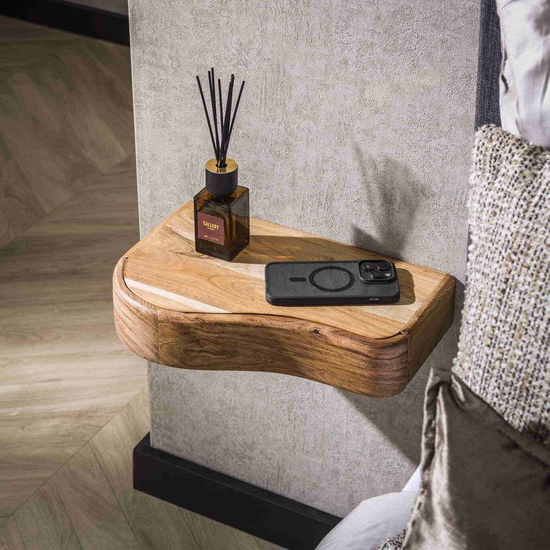 LifestyleFurn Zwevend Nachtkastje Nairoby Acaciahout, Set van 2 stuks - Massief acacia naturel
