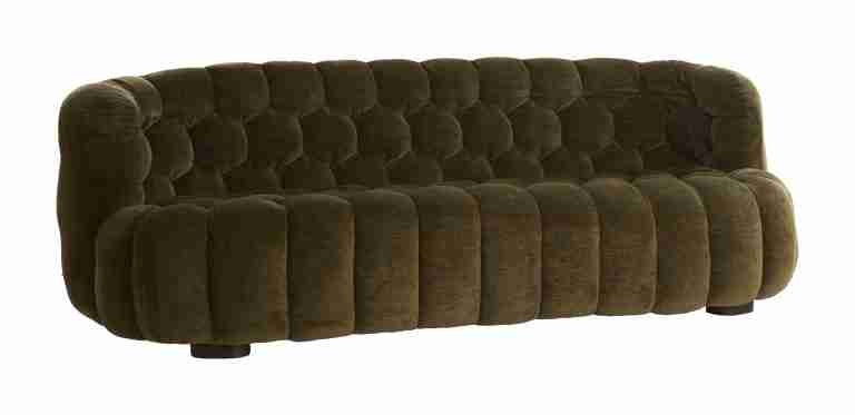 Light & Living Bank Amara Velvet - Olijfgroen